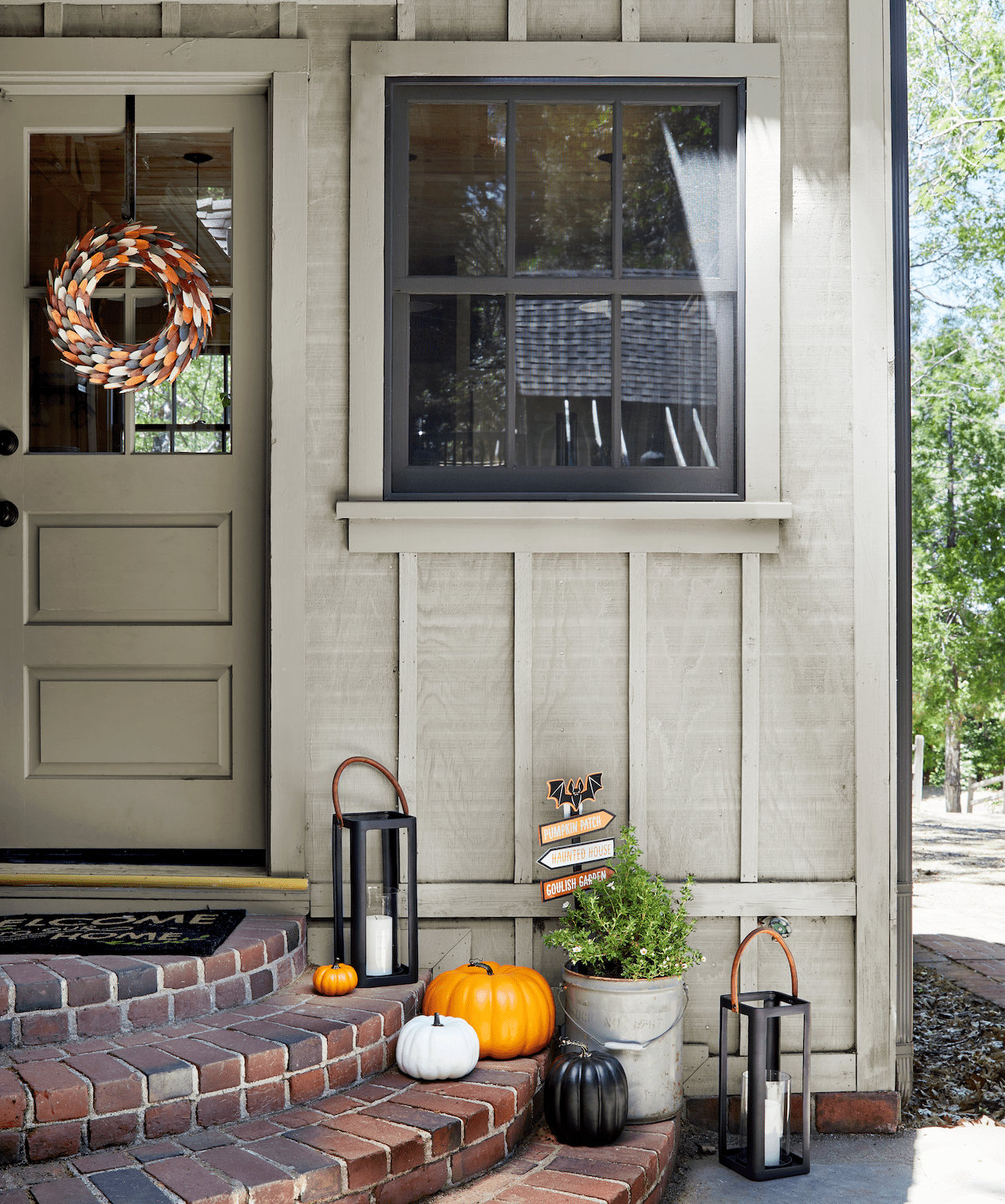 idéias de decoração de porta de outono grinalda de papel