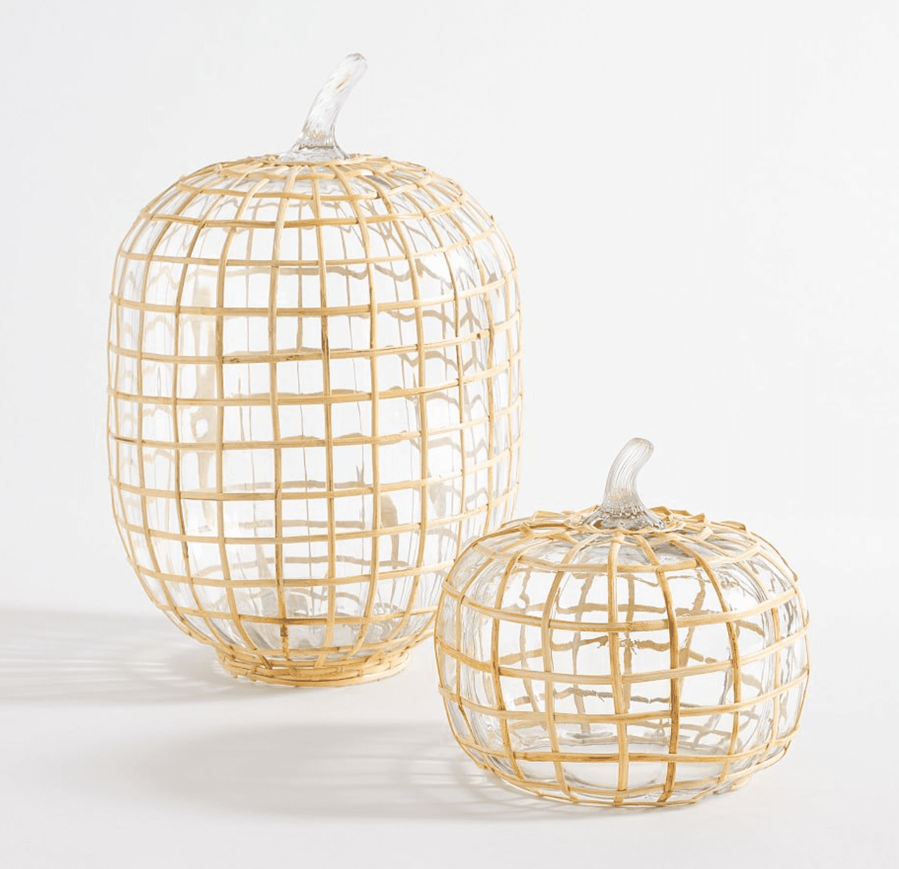 rattan and glass pumpkins