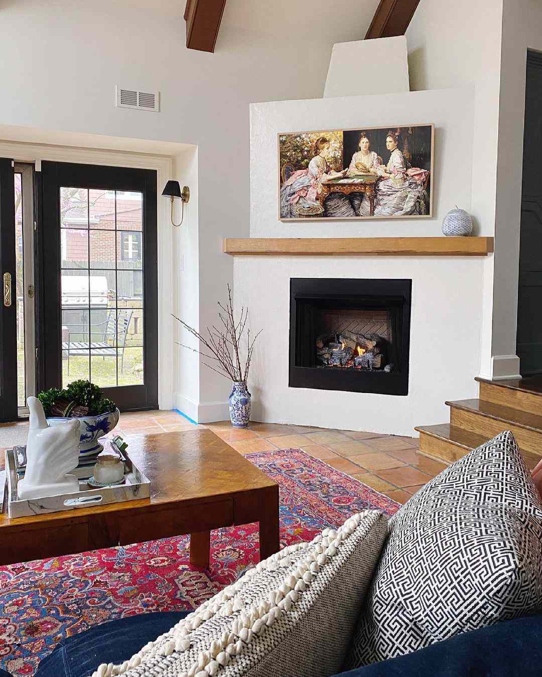 frame tv over corner fireplace