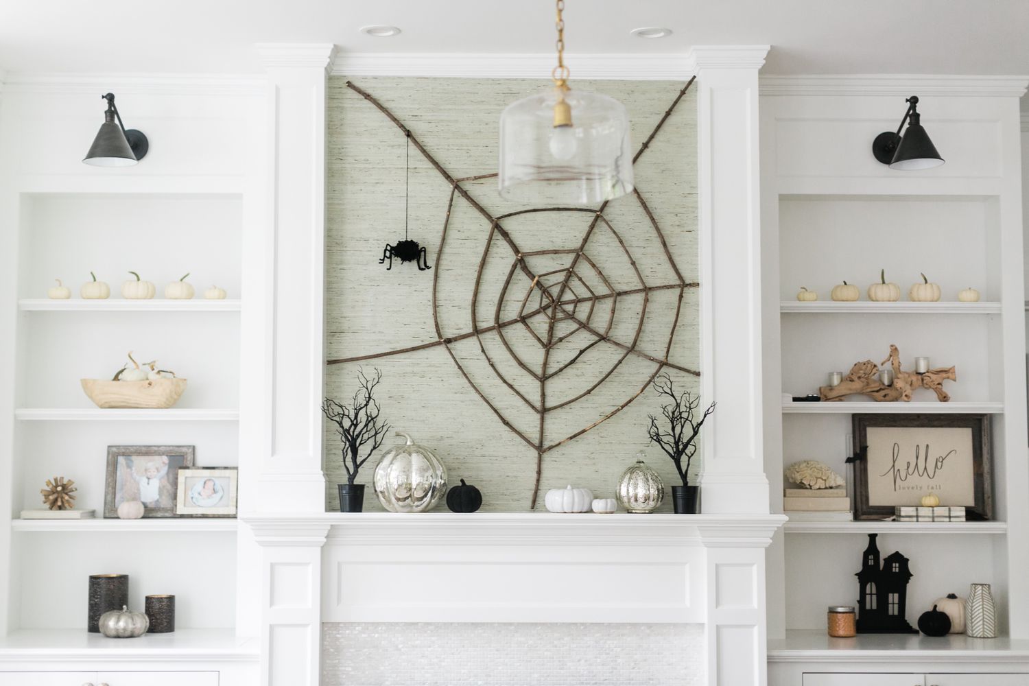 halloween mantel ideas tela de araña