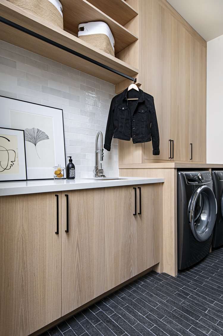 modern mudroom laundry room