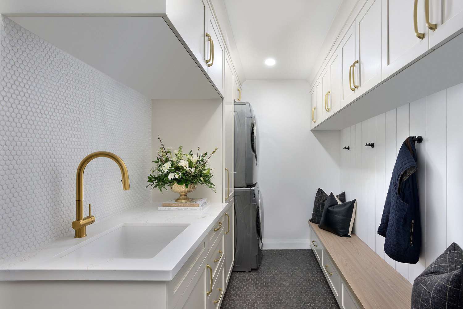 galley style mudroom laundry room