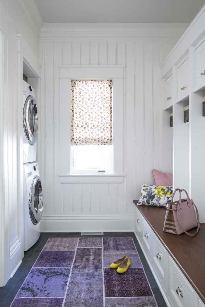 mudroom laundry room stacked washer dryer