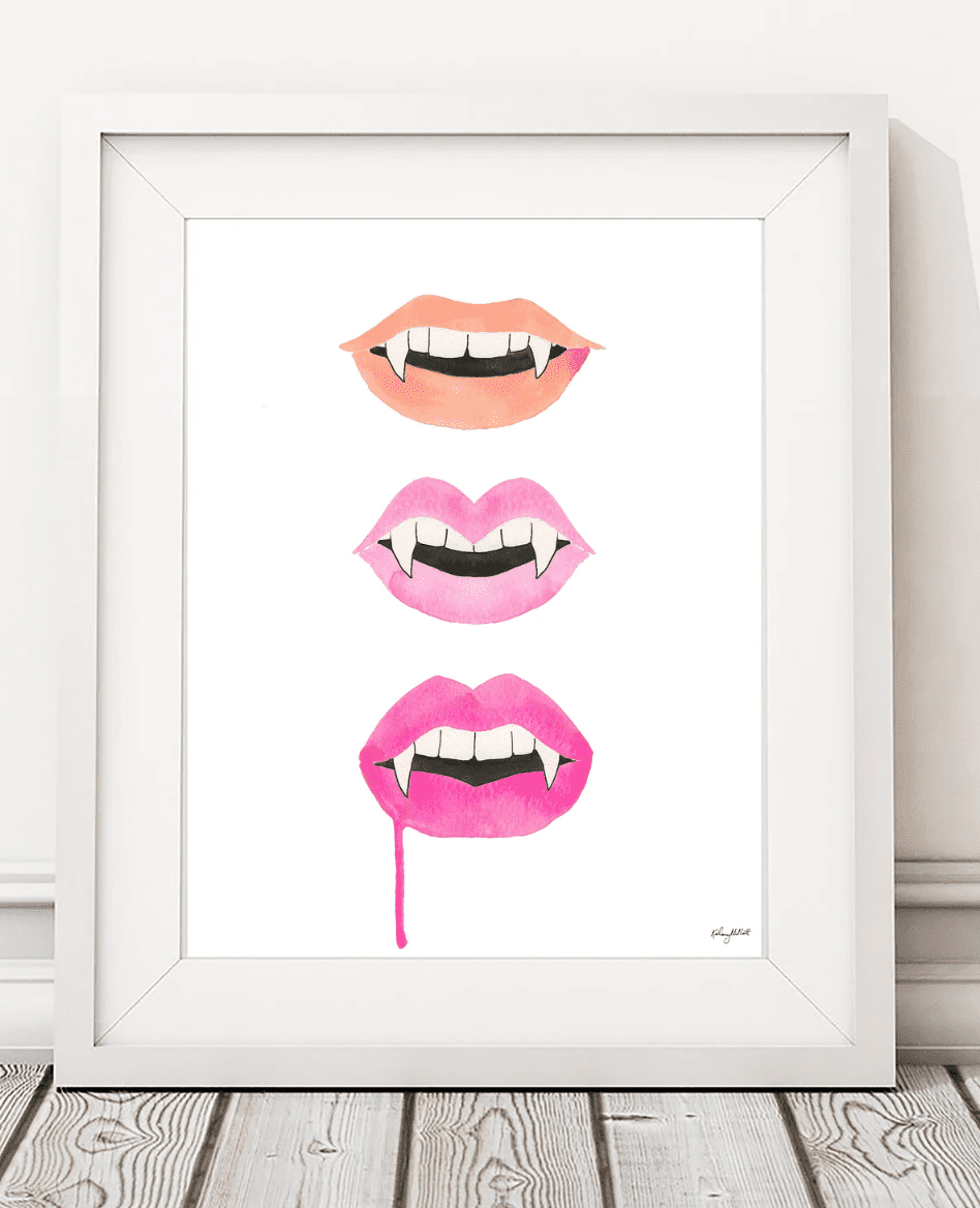 pink vampire lips art