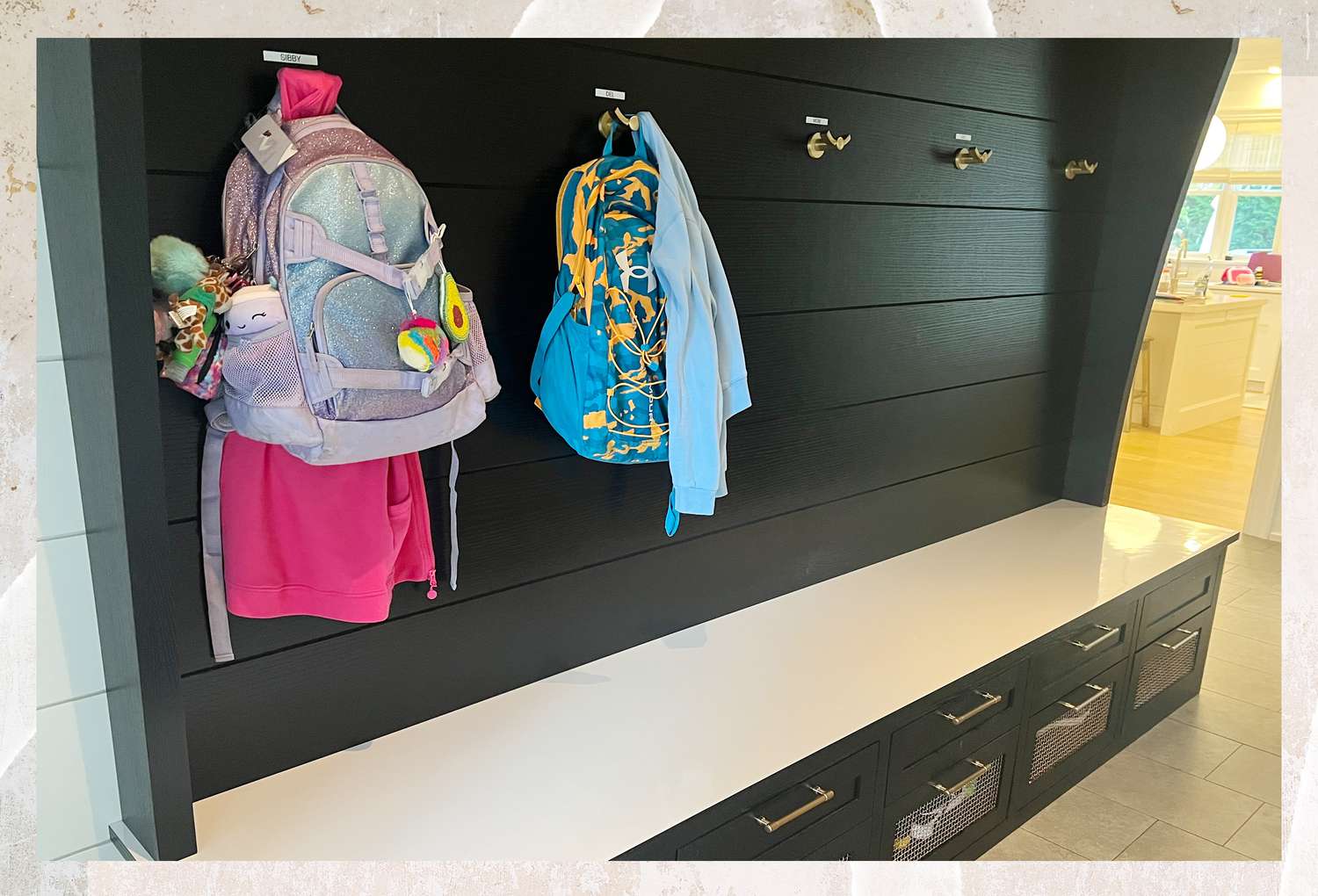 mudroom cubbies and backpacks