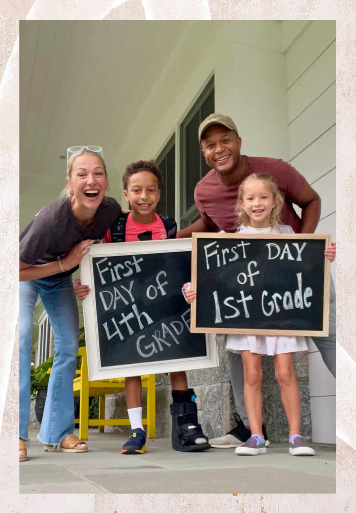 Die Familie Melvin am ersten Schultag 