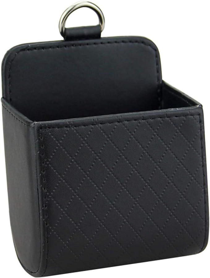 black compact change purse with hook