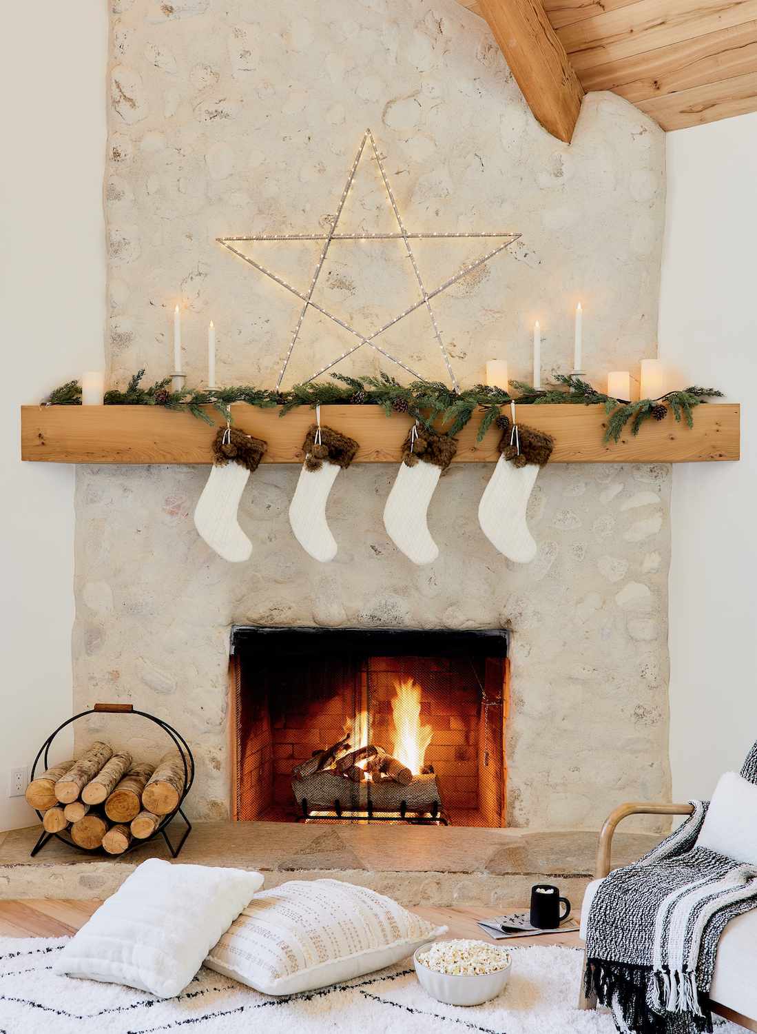 mantel decoración navidad scandi