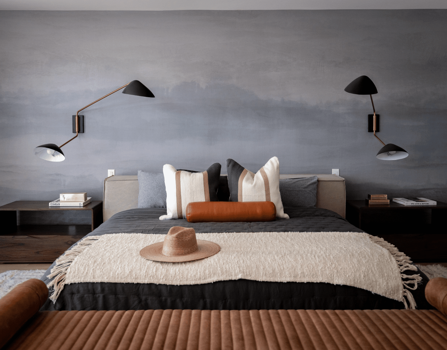 brown and gray bedroom
