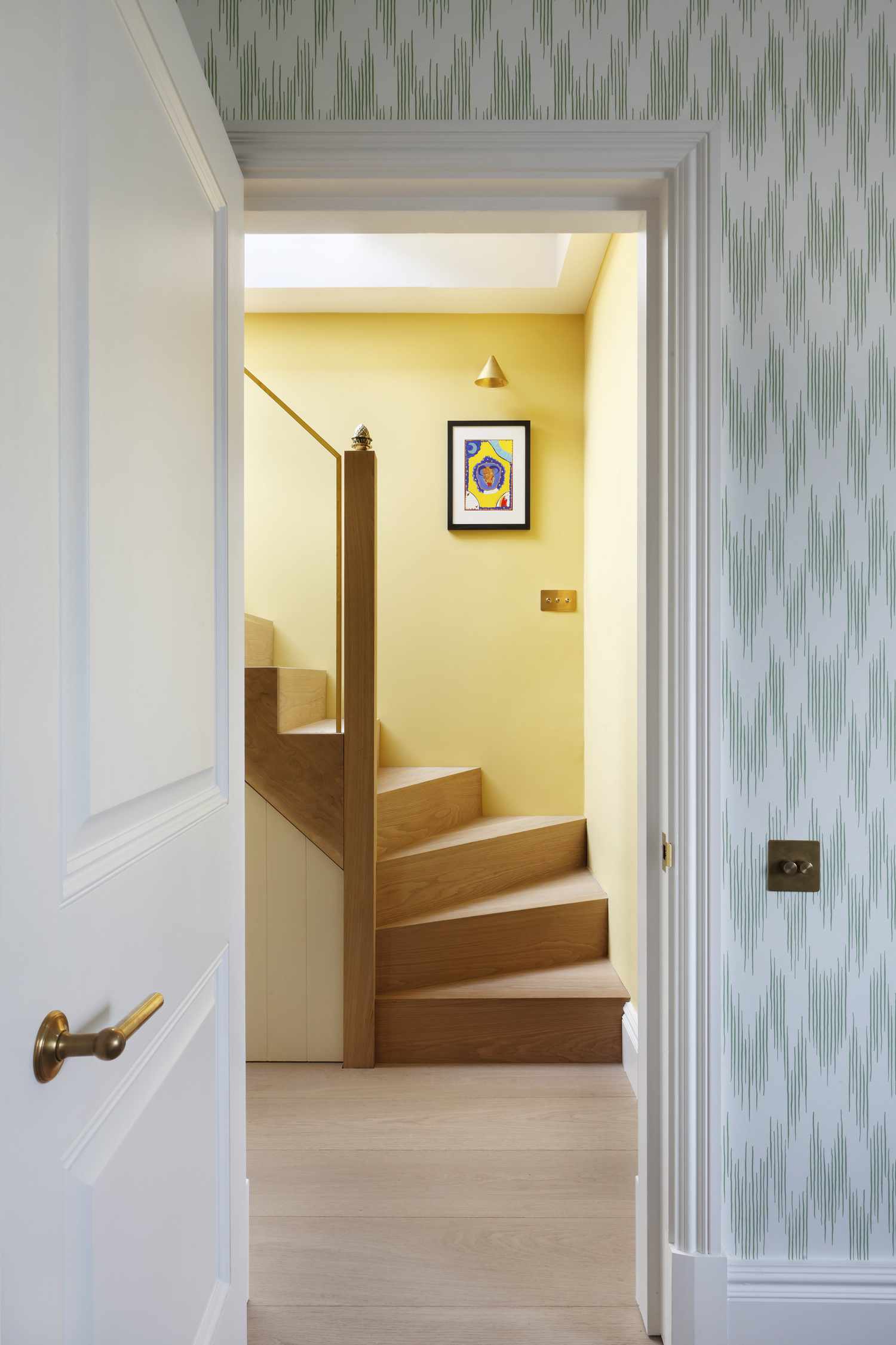 yellow hallway and stairs