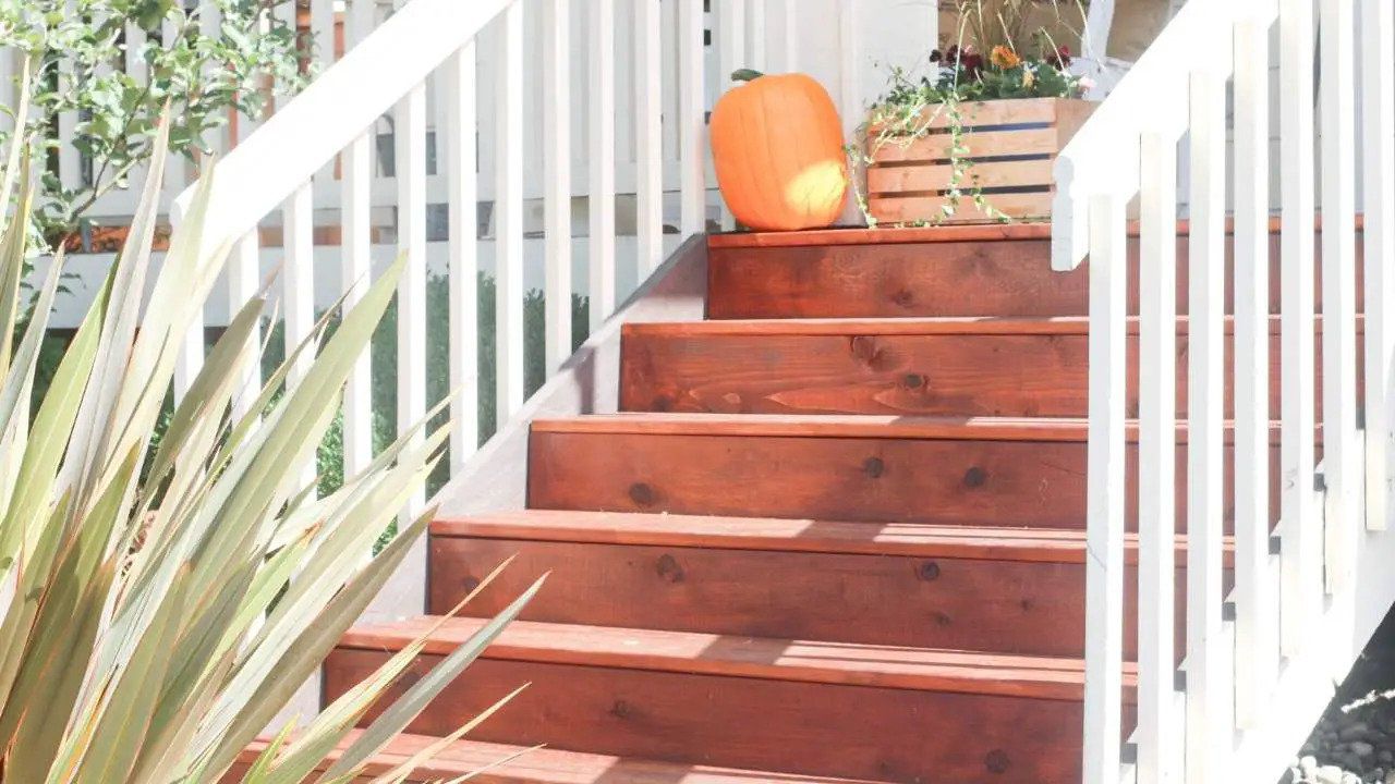 stained wood steps