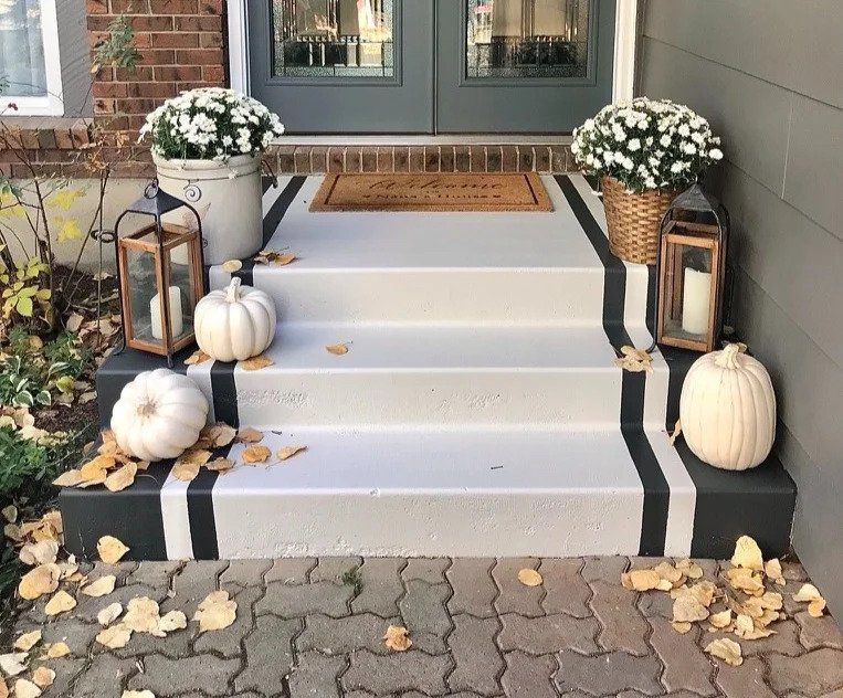 painted striped steps