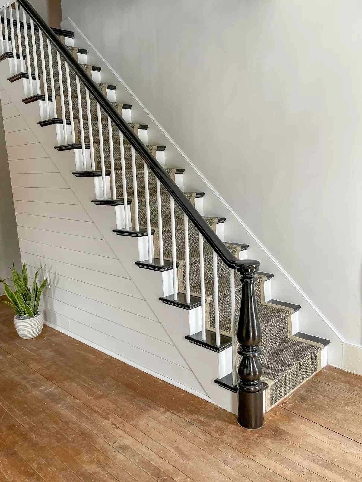 stairs with shiplap