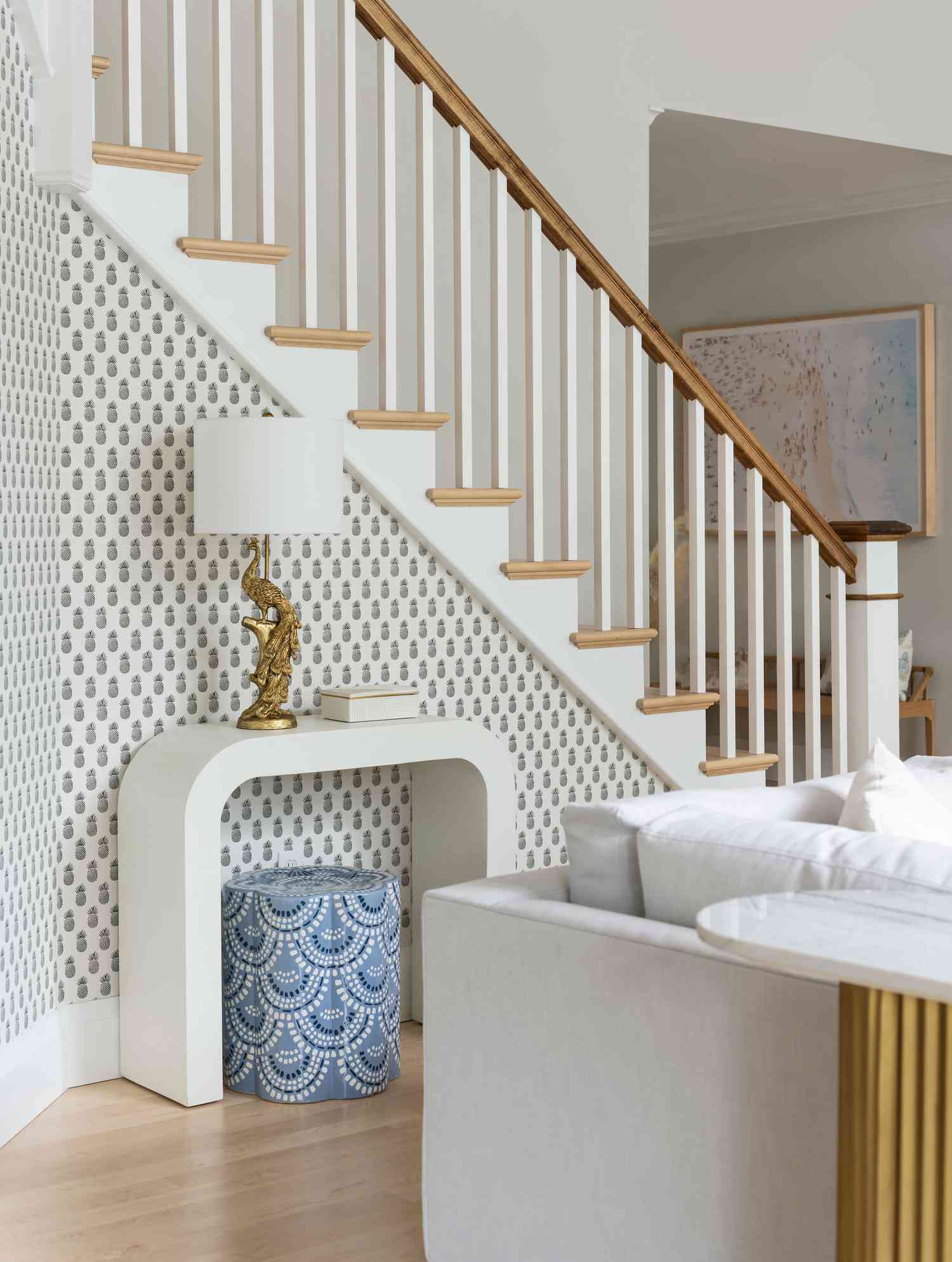 wallpaper wood stairs ideas