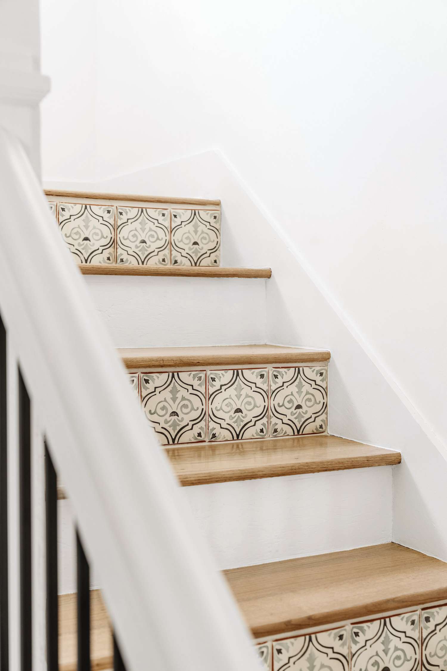 wood stairs ideas tile