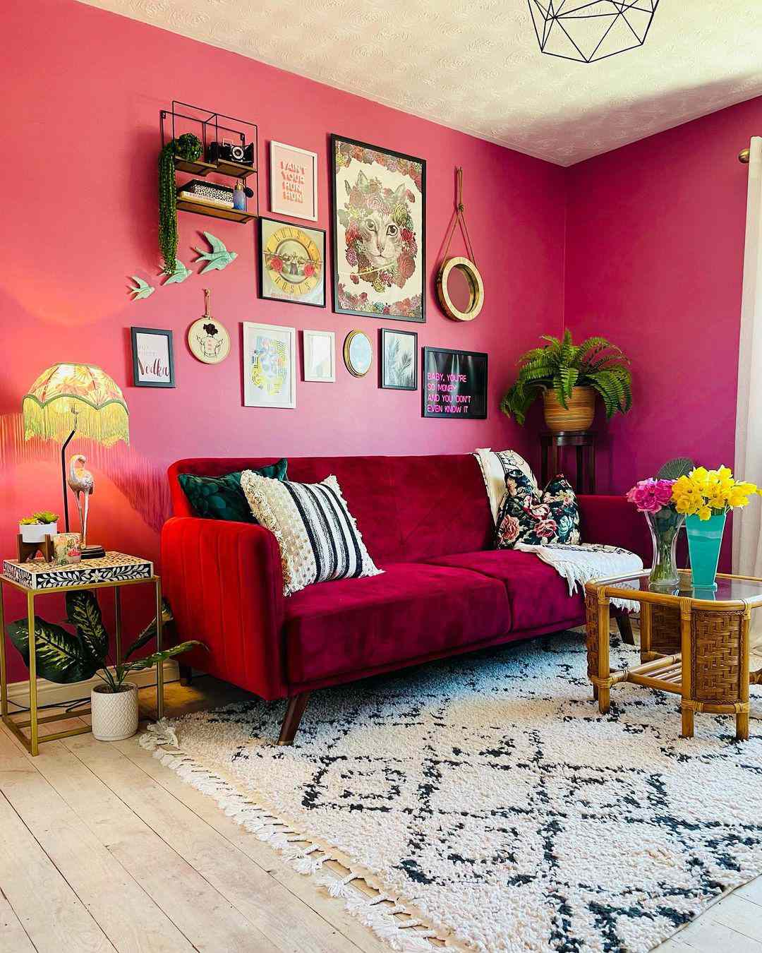 hot pink living room