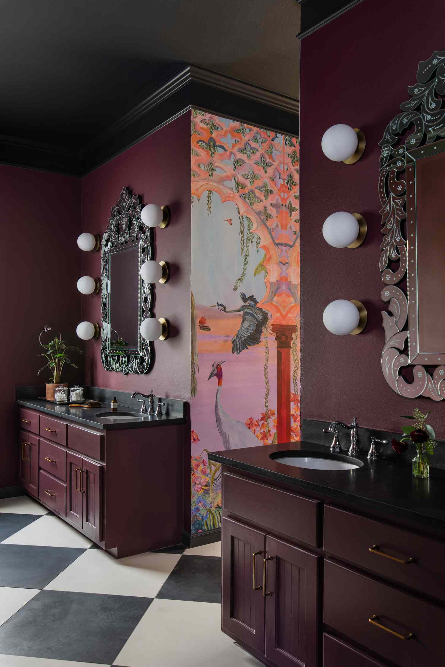 burgundy bathroom