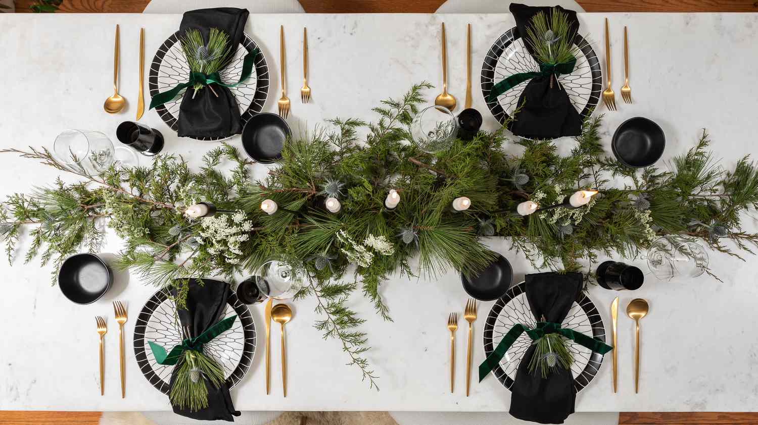 Christmas tablescape with black
