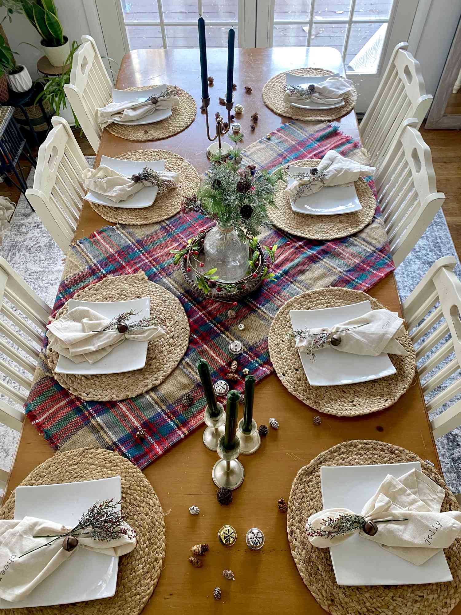 Simple tartan Christmas tablescape