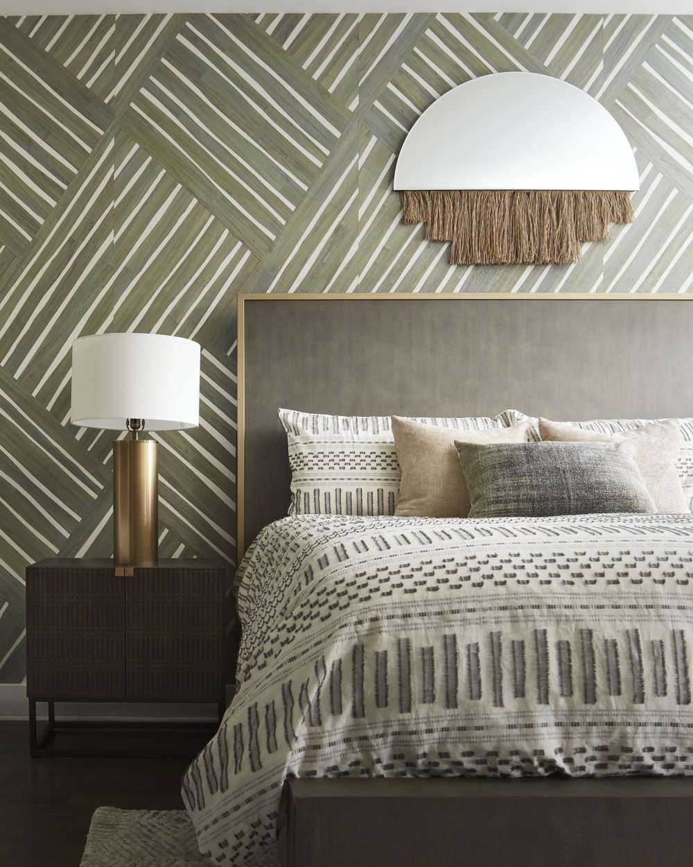 graphic green accent wall