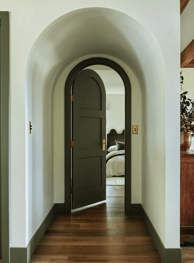 green archway and door