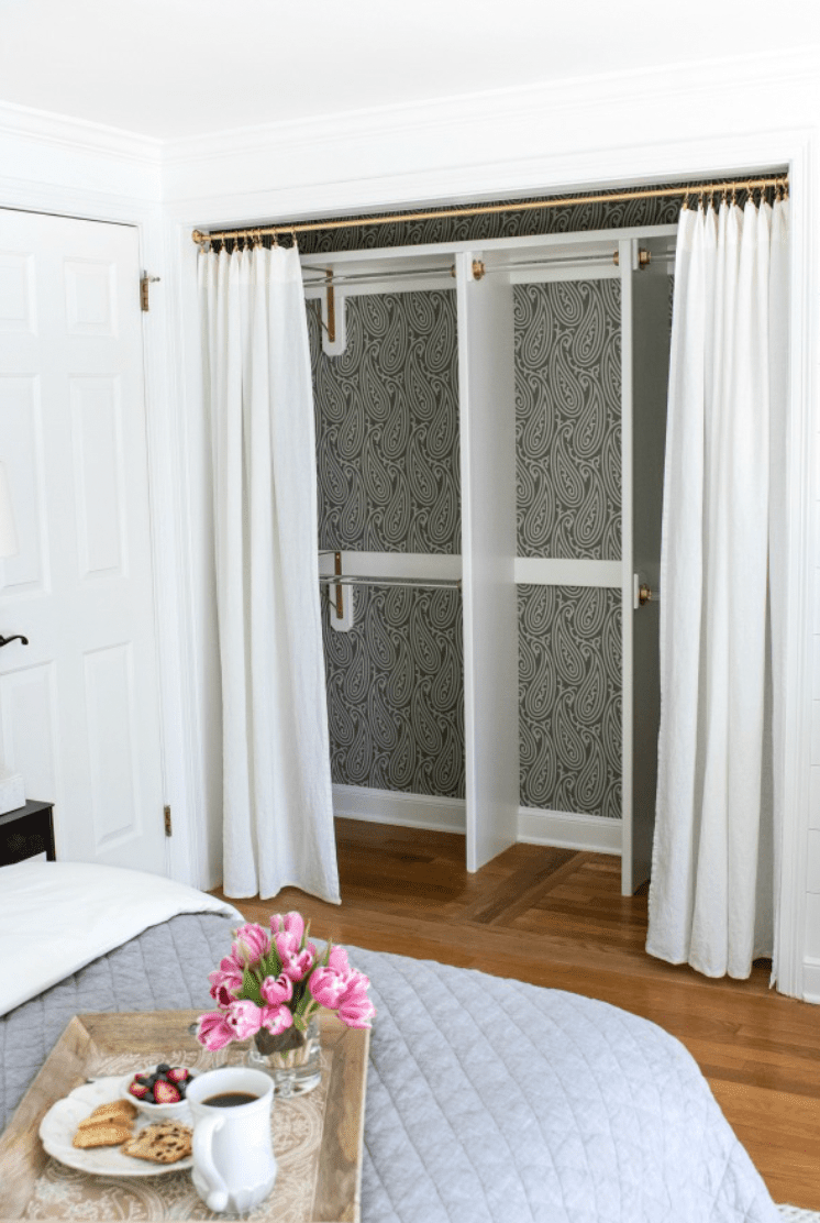 white closet curtains