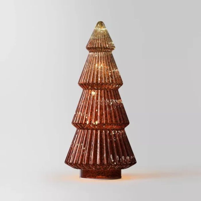 Pre-lit glass ceramic Christmas tree.