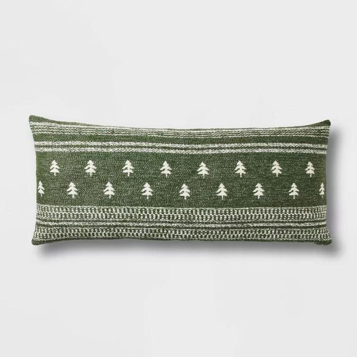 Green Christmas tree throw pillow.