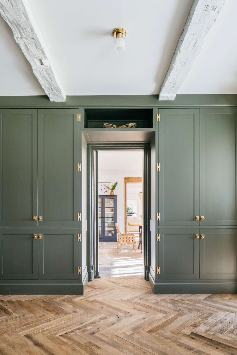 Dark green storage cabinets