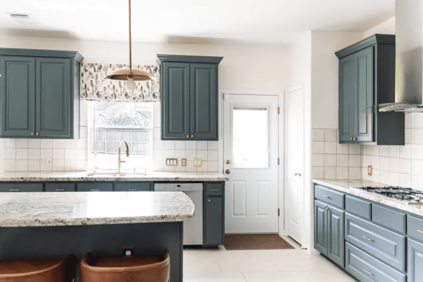 teal kitchen cabinets