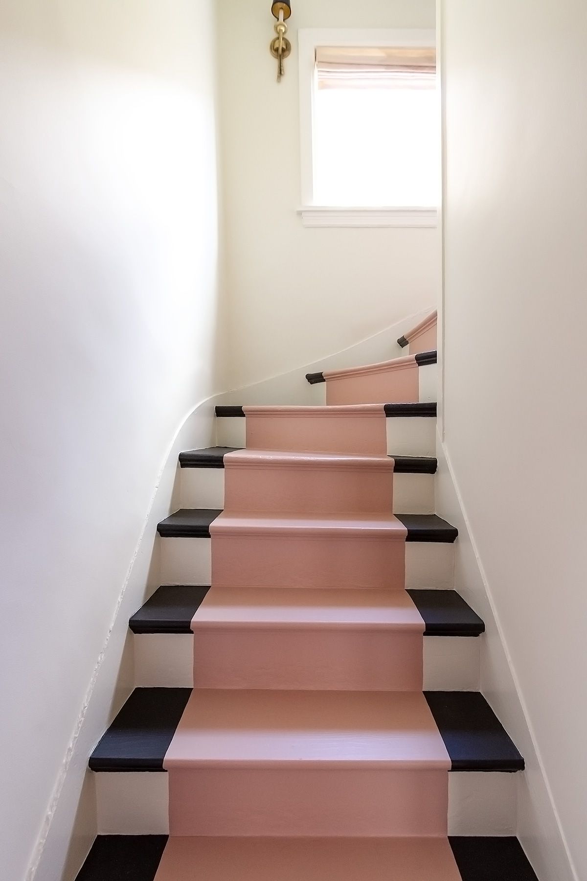 Making It Lovely pink painted stair runner