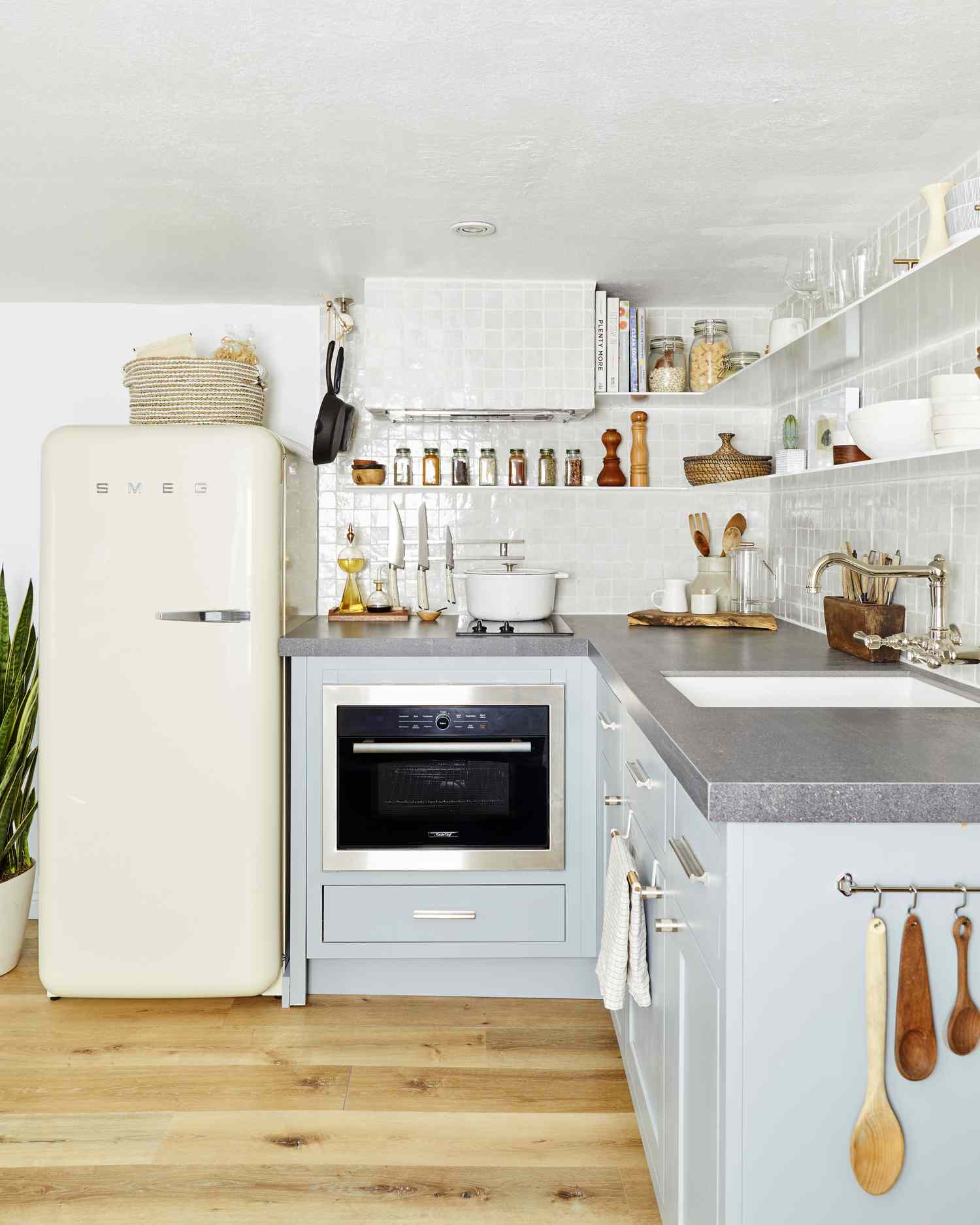 kitchen with pops of color