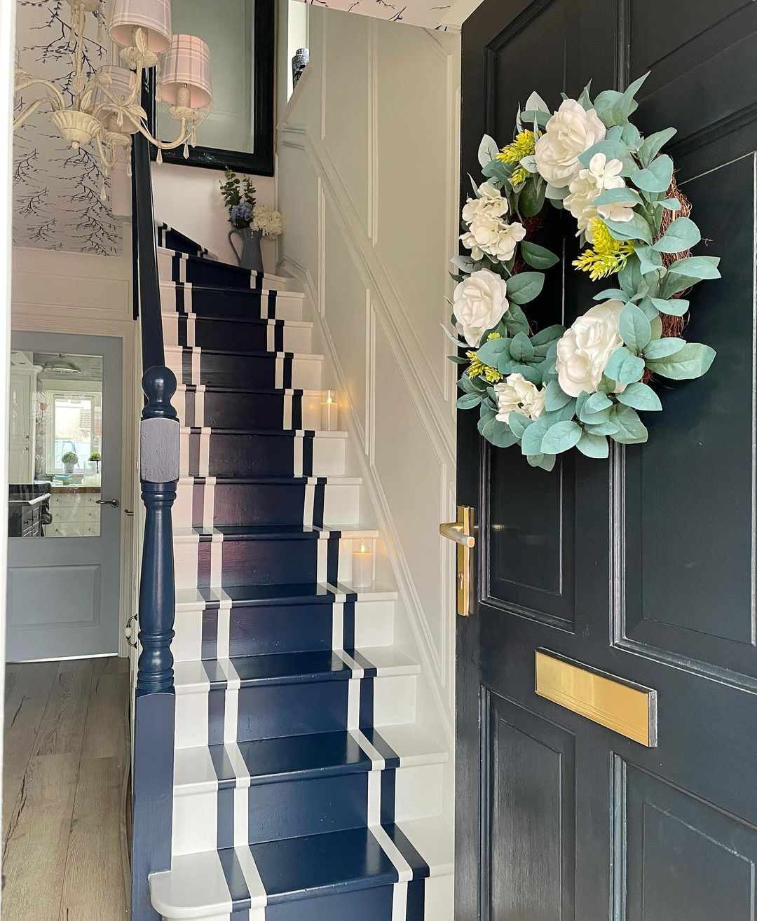 Kelly and Alan Powell DIY painted stair runner