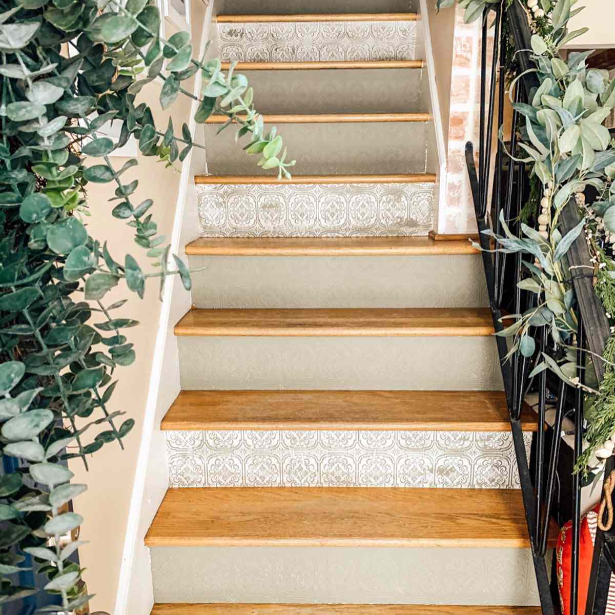 Update My Cape wallpapered stair risers