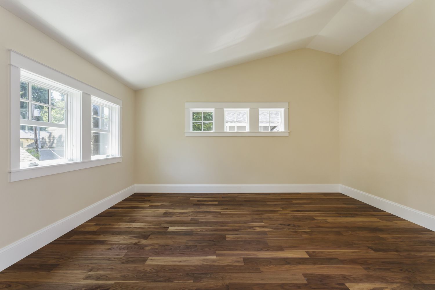 New engineered hardwood floors in an empty room