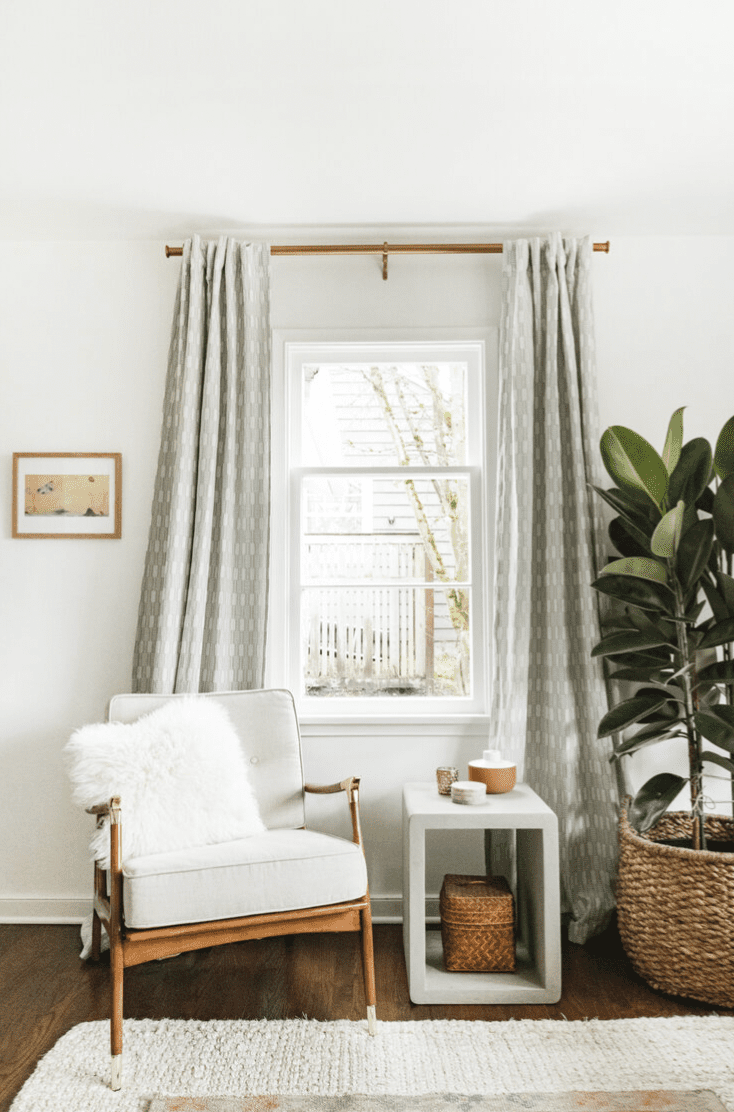 cortinas estampadas en verde y blanco