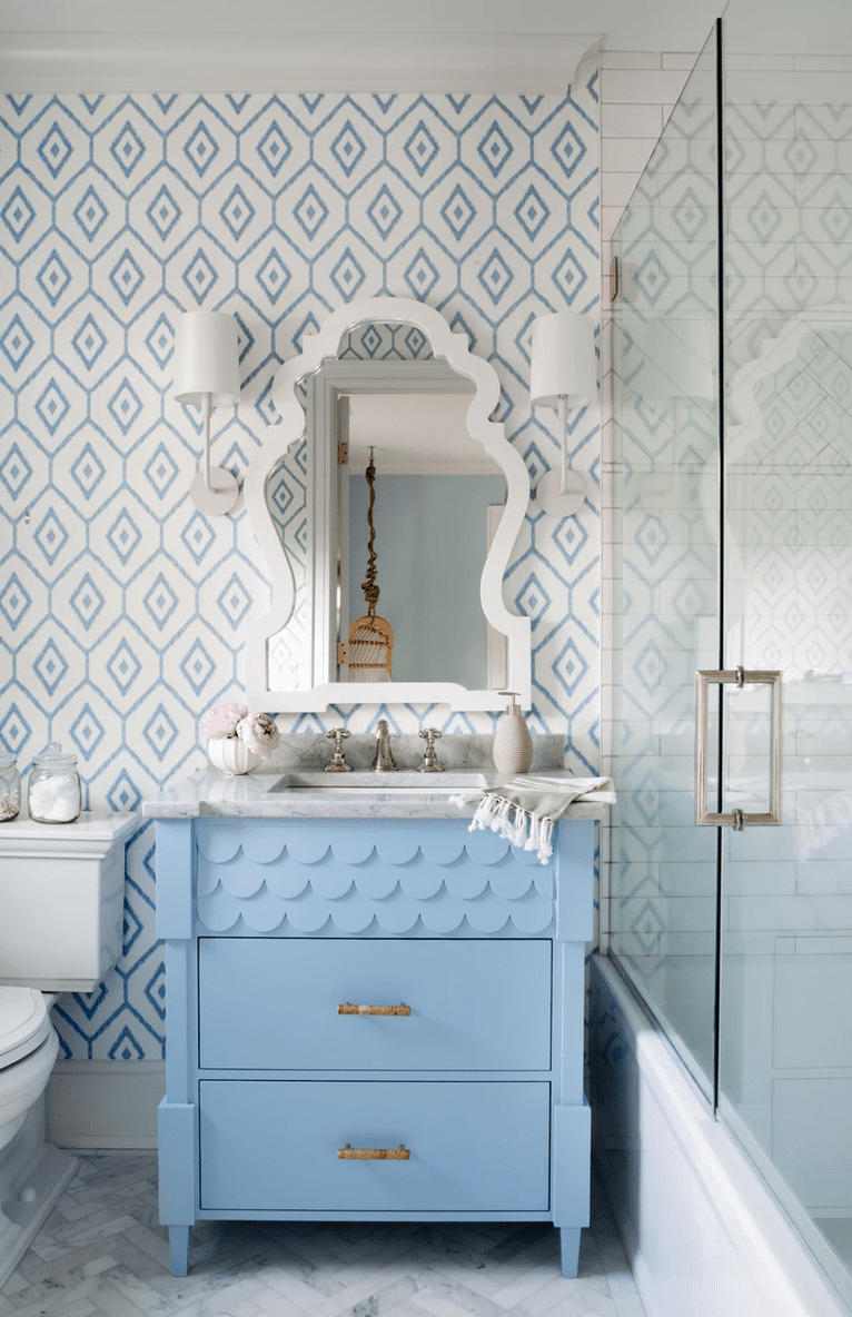 armarios de baño azul polvo