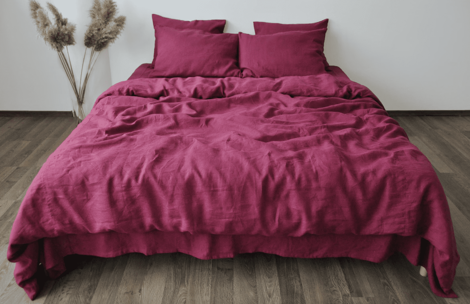Himbeer-Leinen-Bettdecke