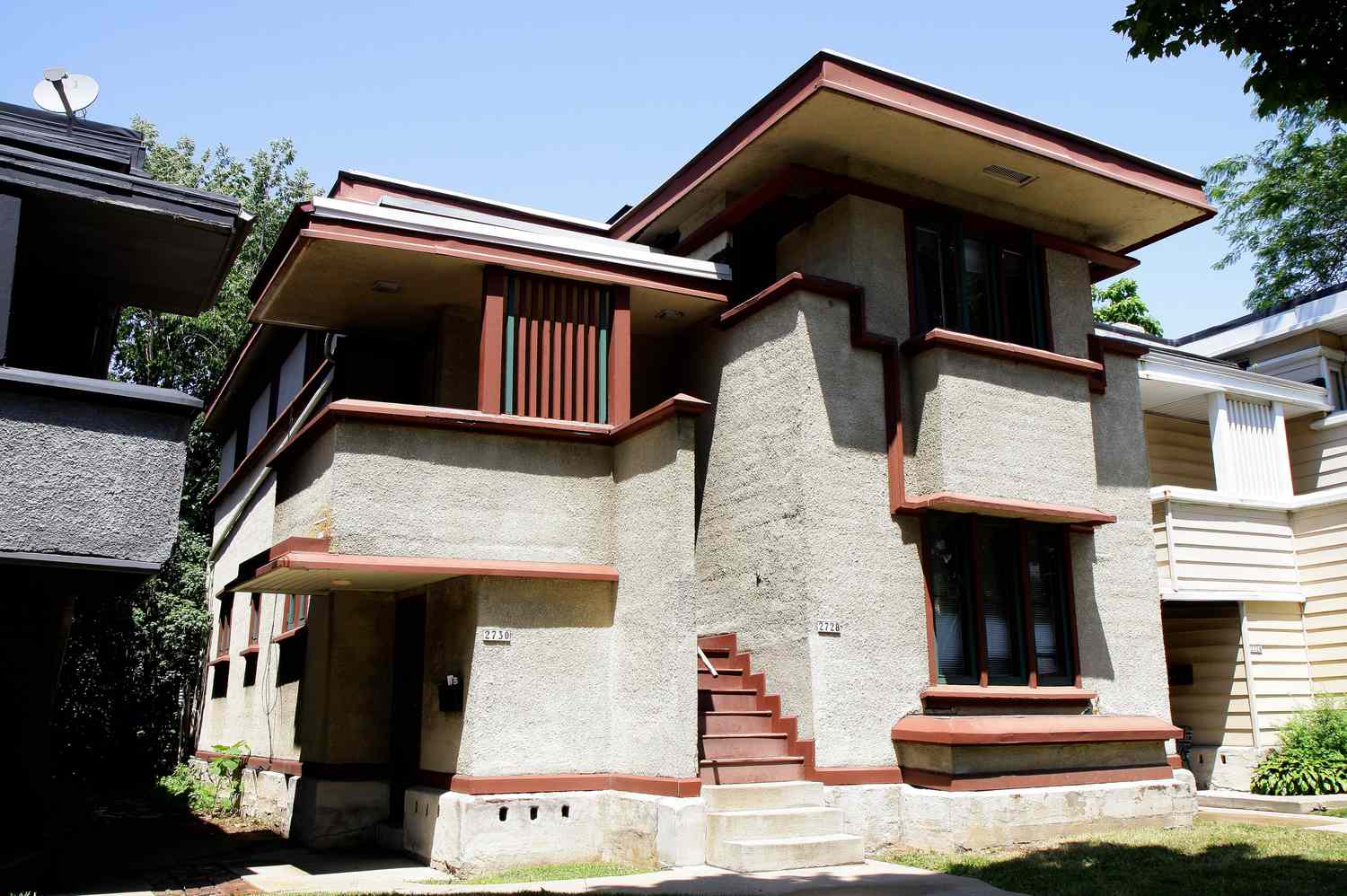 Apartamento duplex projetado por Frank Lloyd Wright, uma casa americana construída pelo sistema em Milwaukee, Wisconsin