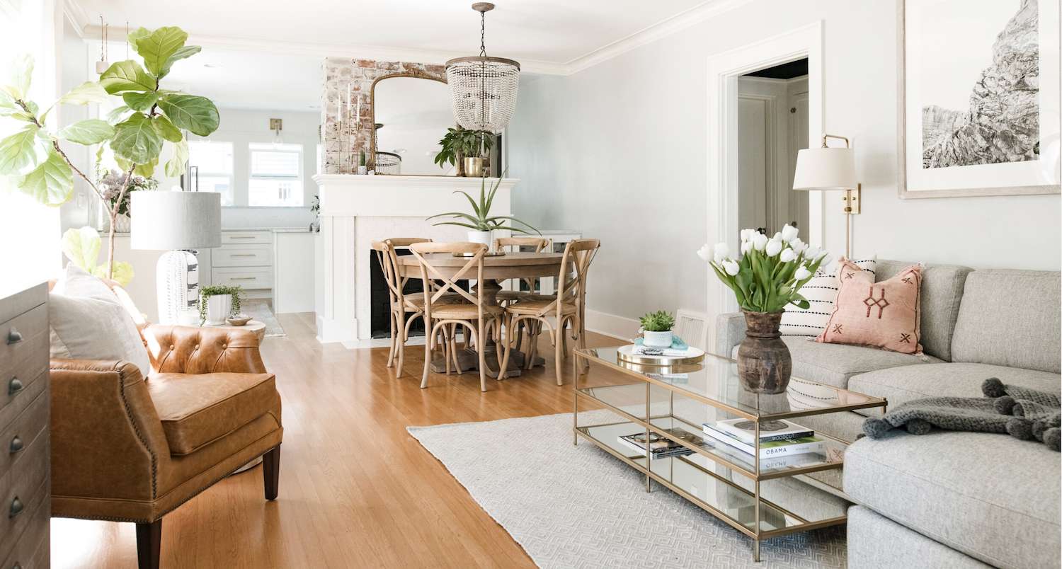 modern farmhouse dining room living room combo