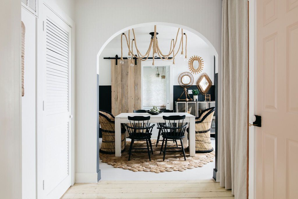 modern farmhouse dining room rope chandelier