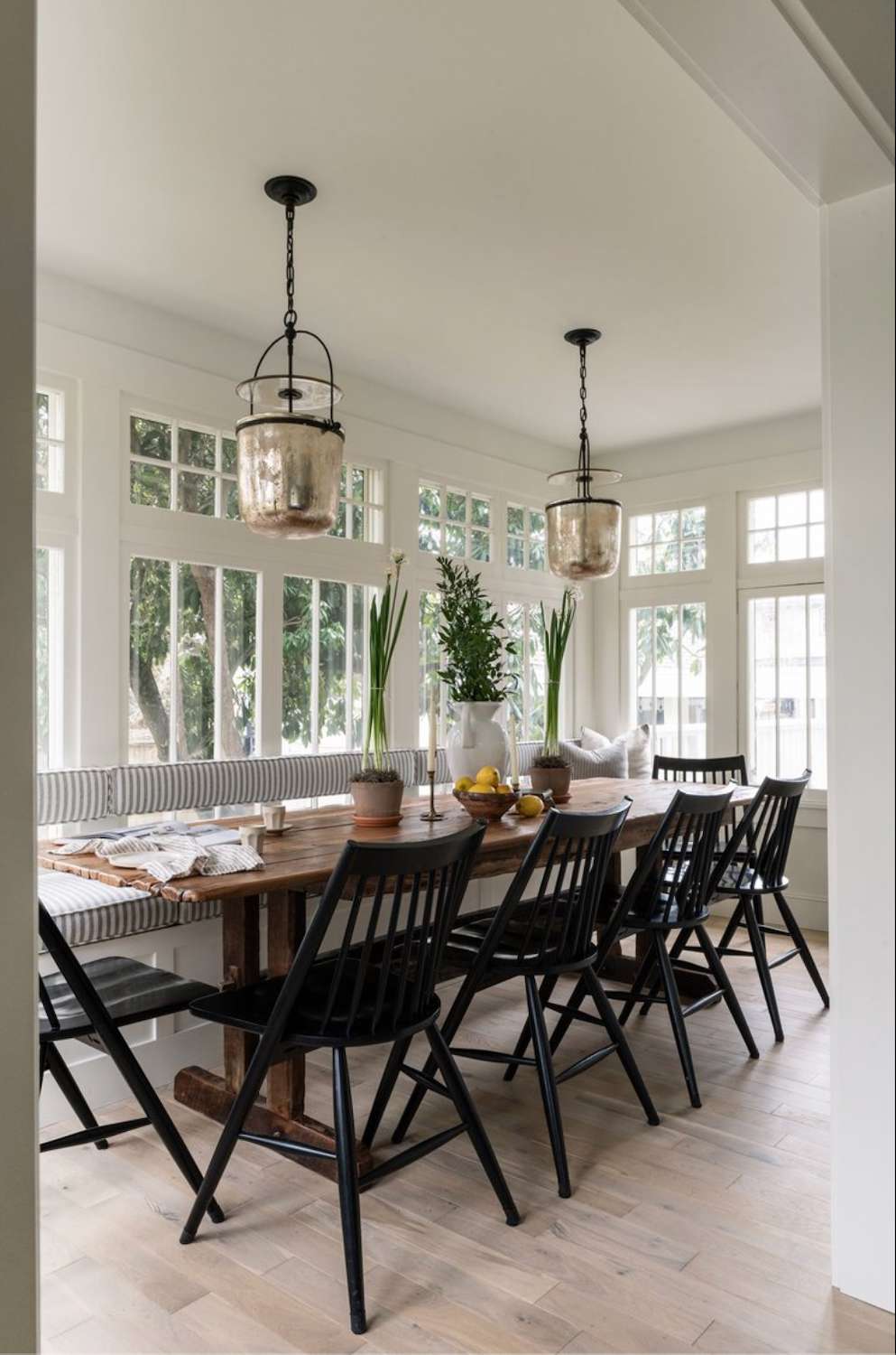 modern farmhouse sunroom dining room