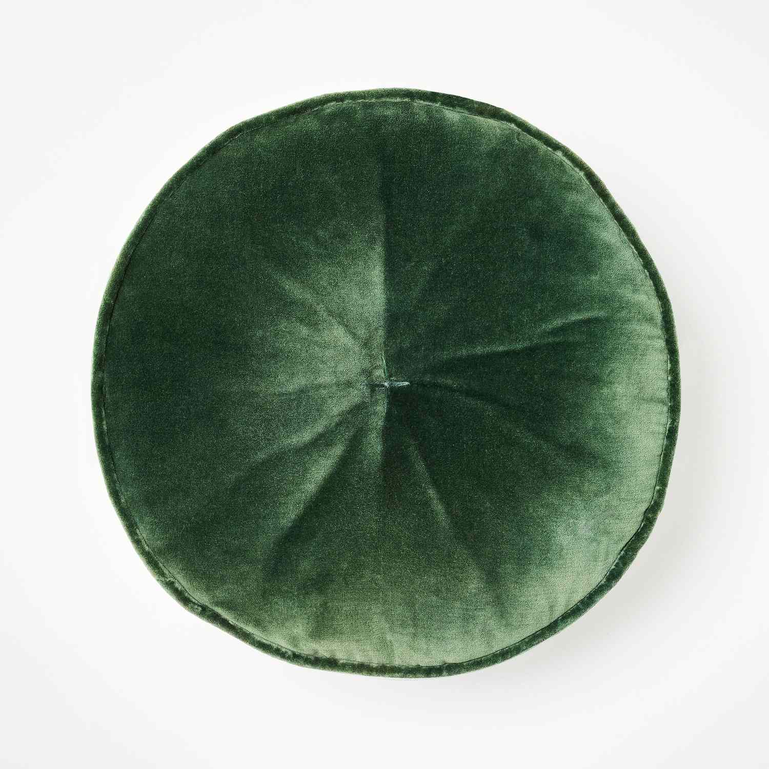 Coussin circulaire en velours vert foncé