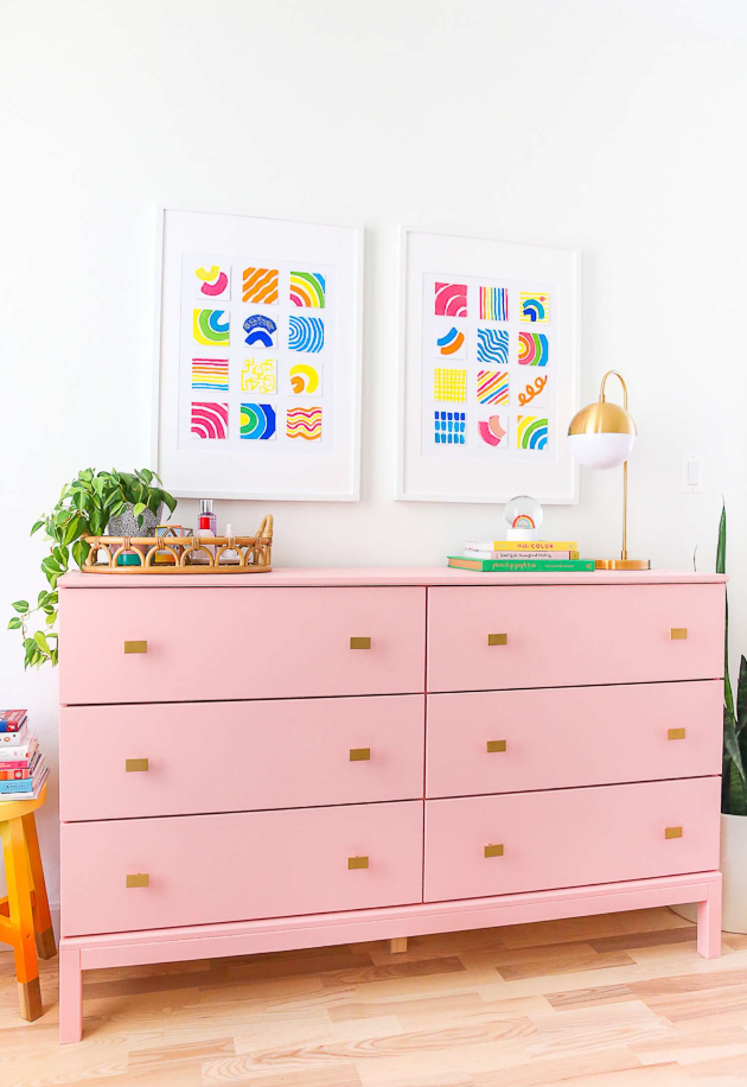 pink Ikea Tarva dresser