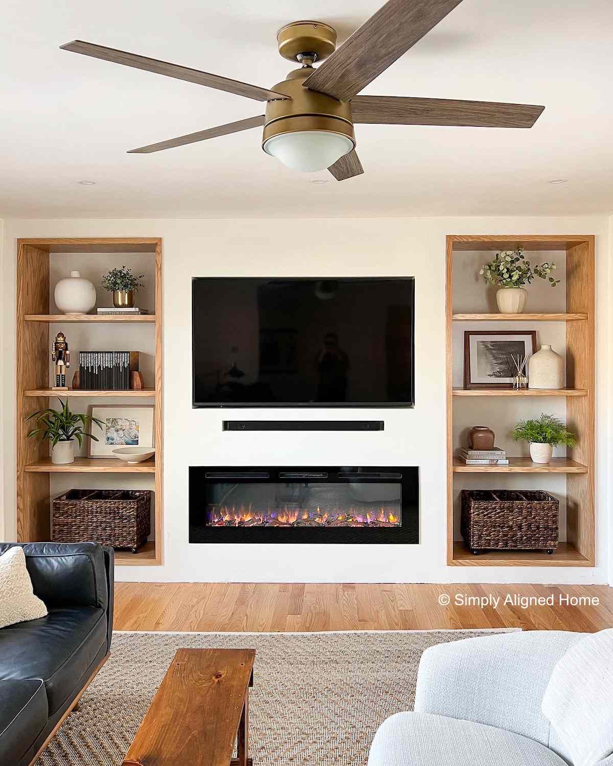 diy electric fireplace ideas with tv above