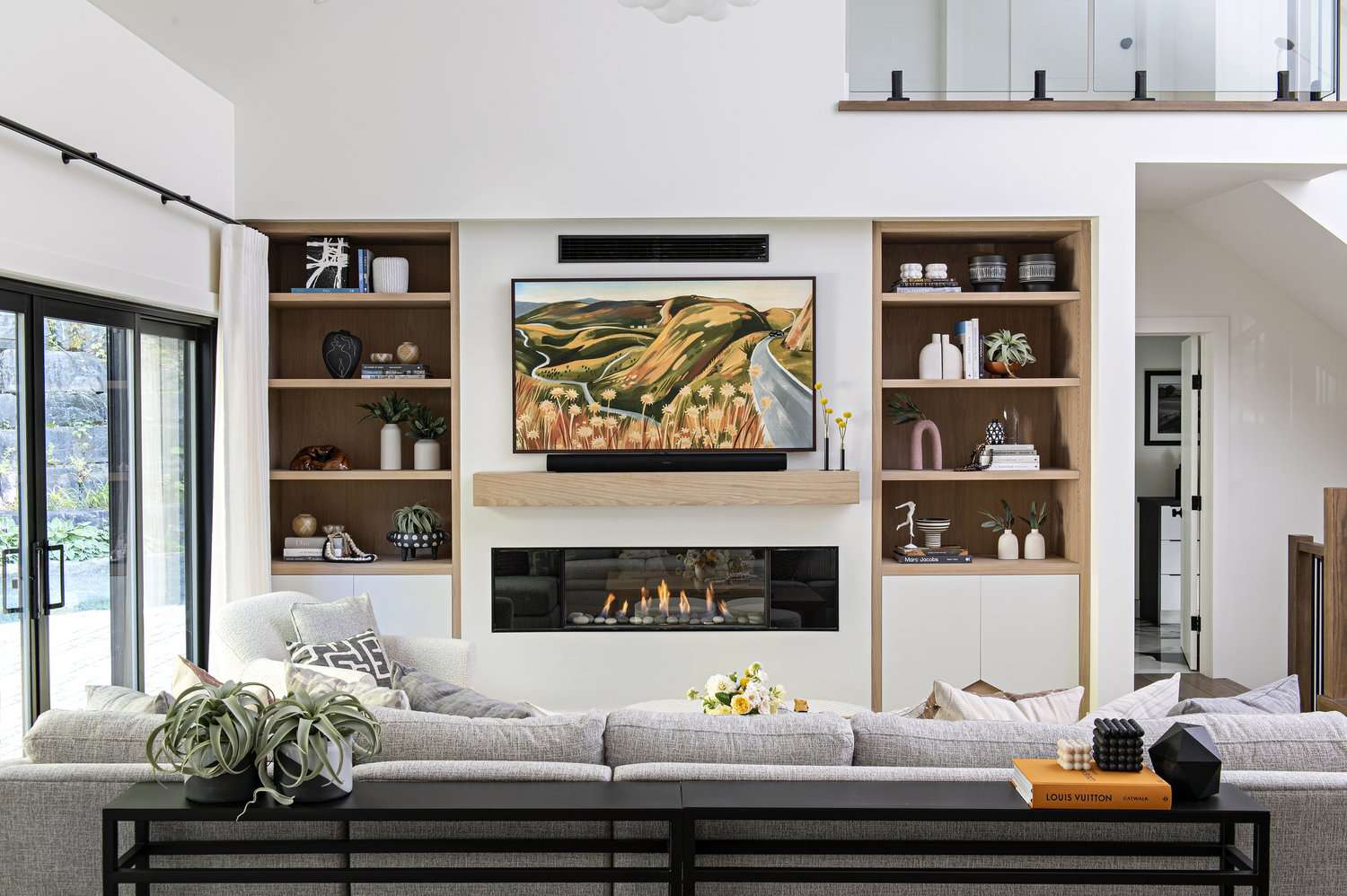 electric fireplace ideas with frame tv above