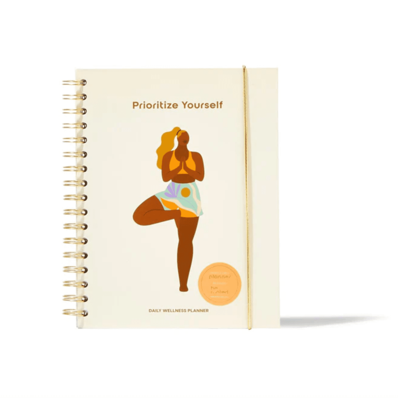 prioritize yourself journal with woman illustration on the cover