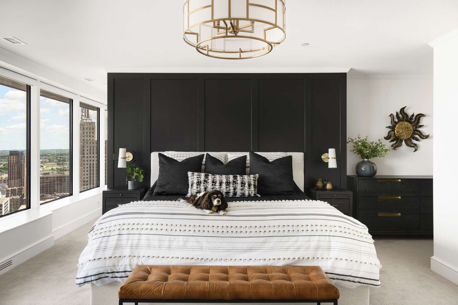 black board and batten accent wall bedroom