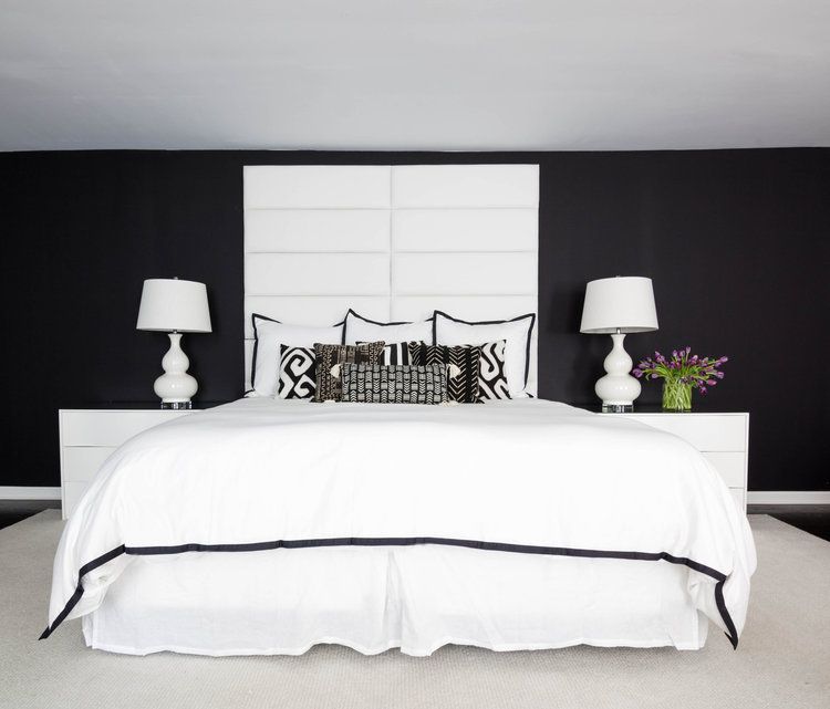 ideas para dormitorios con paredes de acento negro