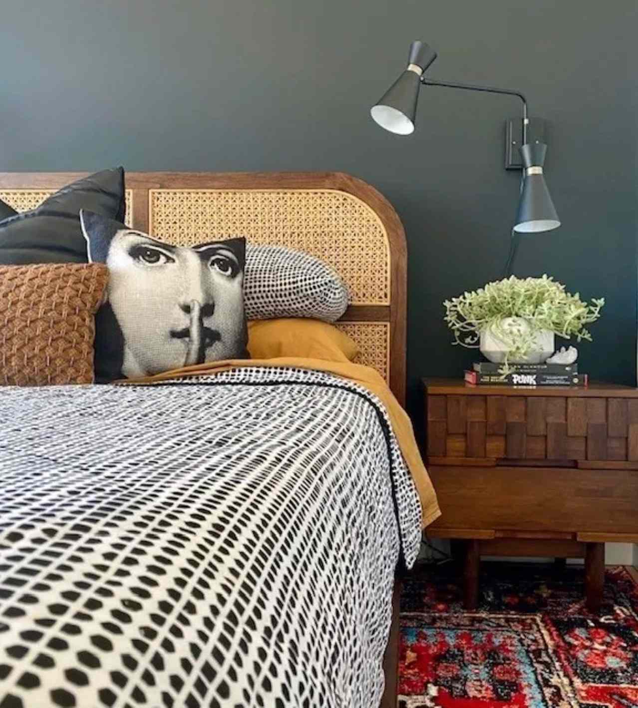 black bedroom accent wall